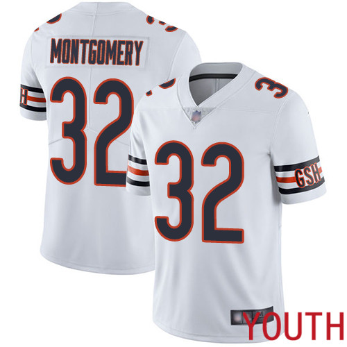 Chicago Bears Limited White Youth David Montgomery Road Jersey NFL Football #32 Vapor Untouchable->youth nfl jersey->Youth Jersey